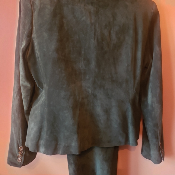 Vtg Lauren Ralph Lauren Green Suede 2 pc Leather Suit Jacket + Pants set - Picture 11 of 16
